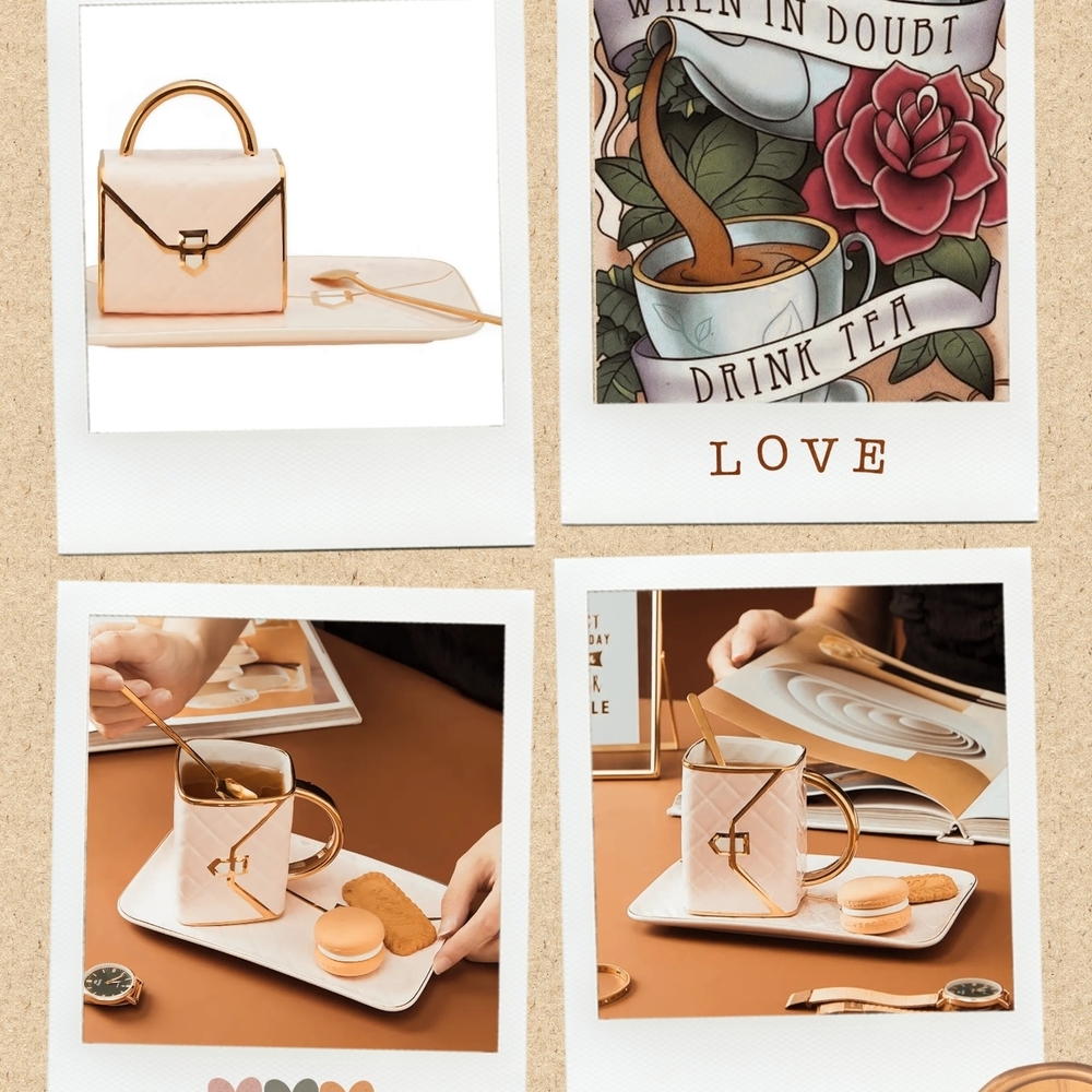 ELEGANT PURSE SHAPED TEA CUP SET